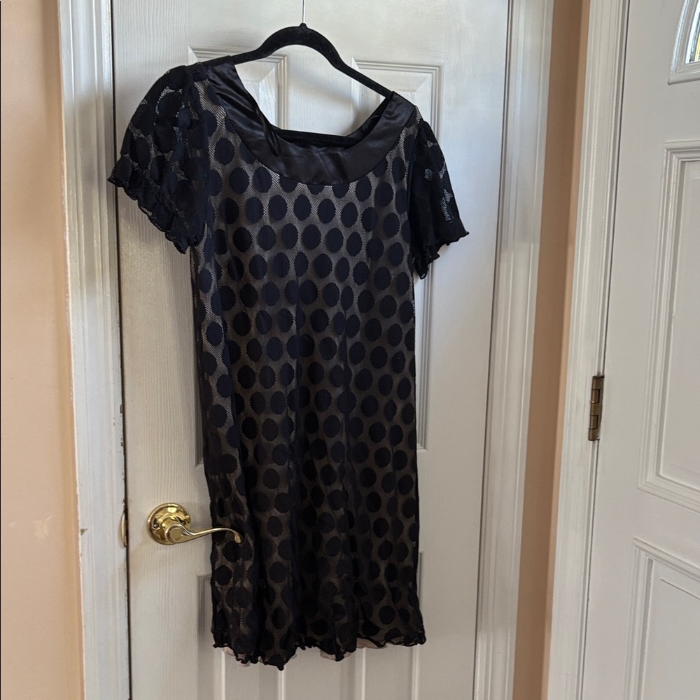 dressbarn Black and Gray Polka Dot Mini Dress